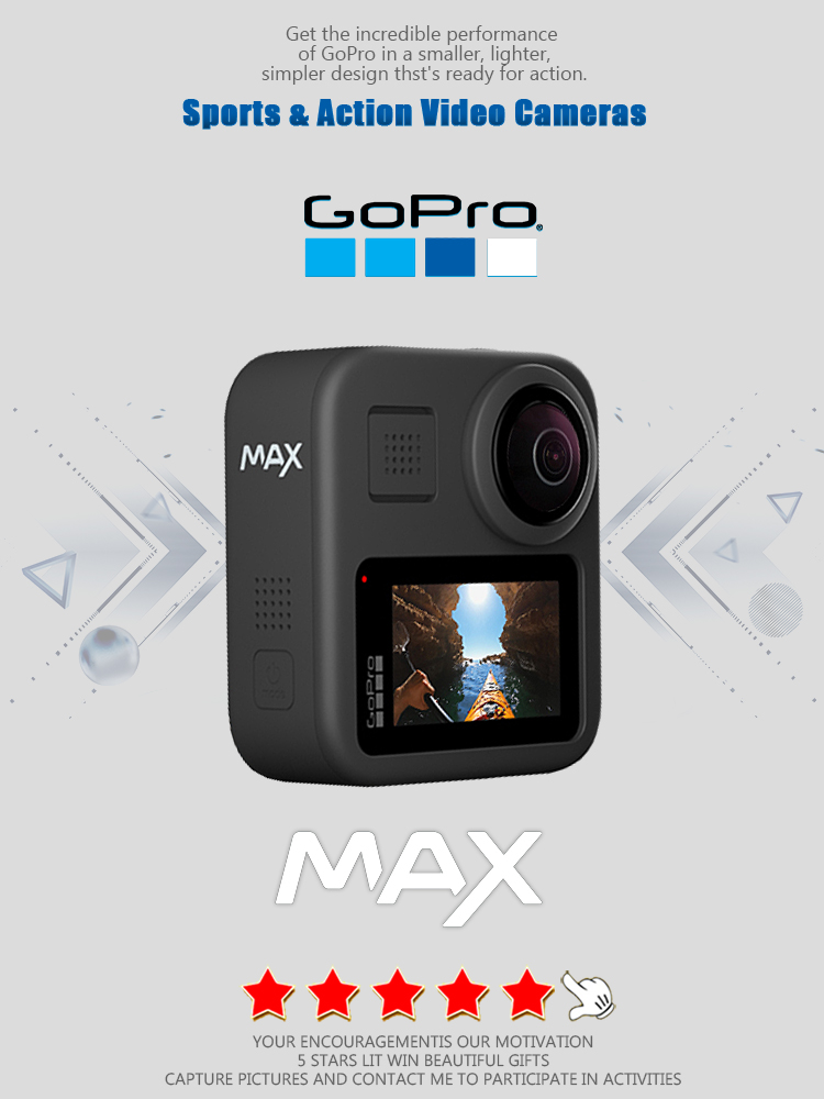 Home Cinema Hd - กล้องแอคชั่น GoPro MAX 360 พร้อมหน้าจอสัมผัส วิดีโอทรงกลม