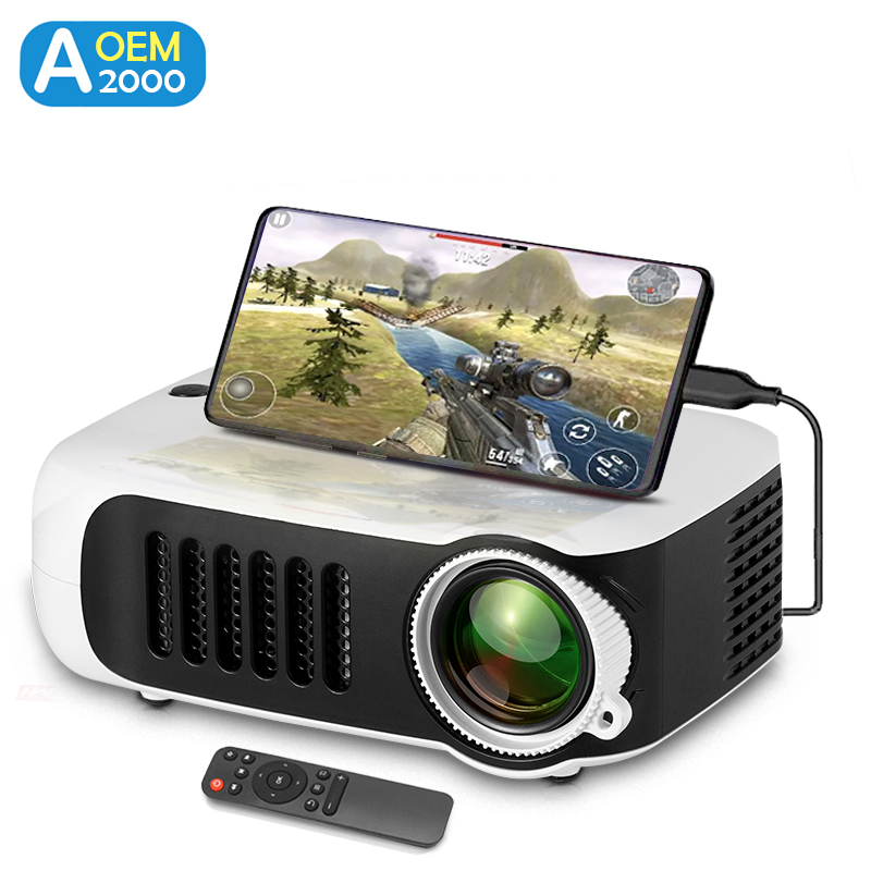 Home Cinema Hdmi - A2000 มินิโปรเจคเตอร์แบบพกพาโฮมเธียเตอร์ 3D LED Video โปรเจคเตอร์