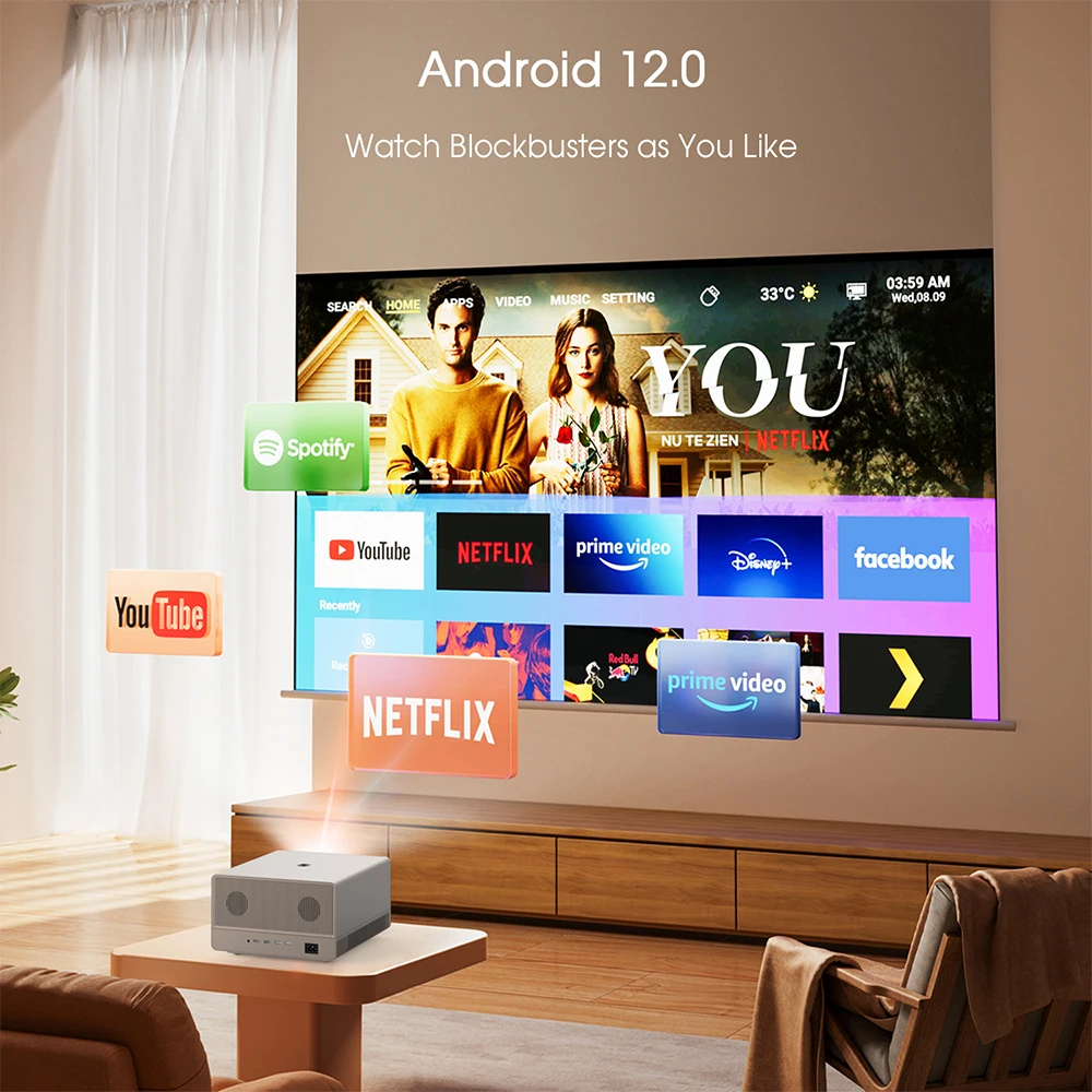 Home Cinema Hdmi - โปรเจคเตอร์ ZXY 4K UHD ความละเอียด 3840x2160