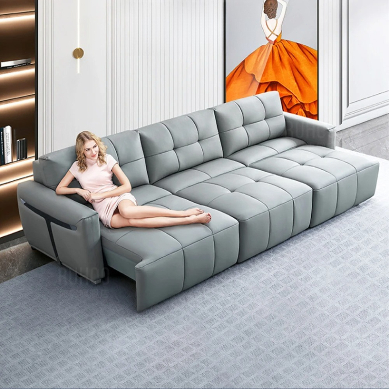 Home Cinema Couch - โซฟาเบดปรับนอนไฟฟ้า Linlamlim หนังแท้จากอิตาลี โซฟาพับอเนกประสงค์สำหรับห้องดูหนัง