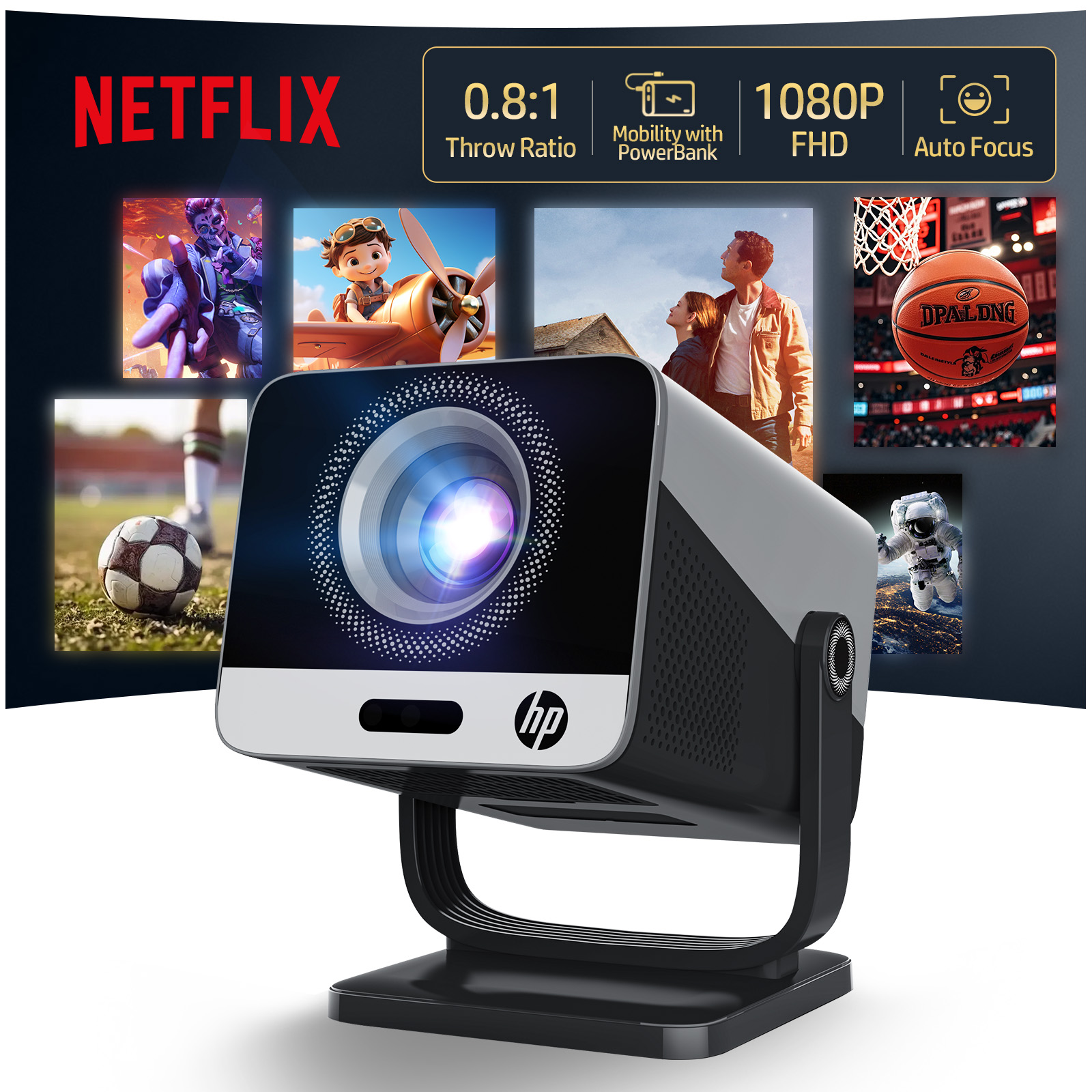 Home Cinema Hdmi - โปรเจคเตอร์ HP MC475 รองรับ Netflix และ