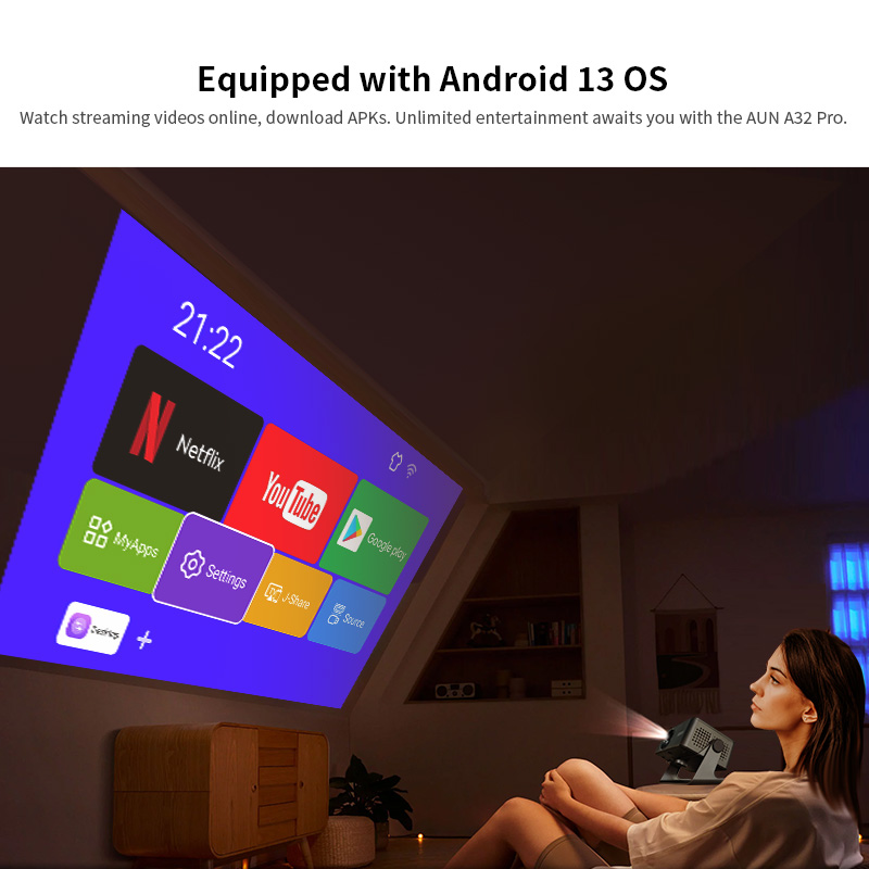 โปรเจคเตอร์ AUN Android รุ่น A - Home Cinema Hdmi บทวิจารณ์และราคา